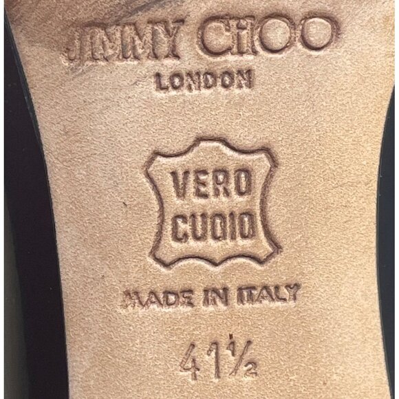 Jimmy Choo Women’s Black Patent Leather Chain Embellished Kitten Heels Size 41.5 - Picture 6 of 9